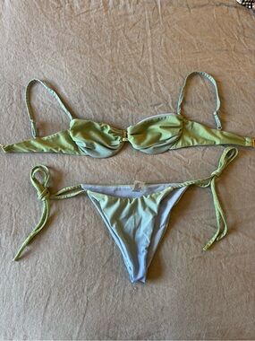 Green Twist Front Tie-Side Bikini Set